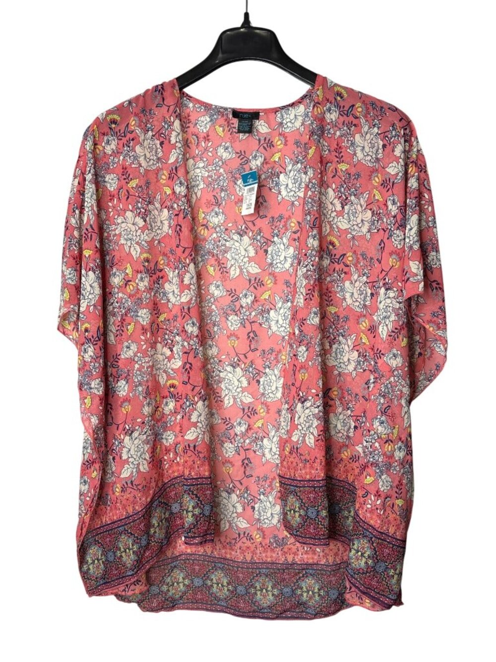 Rue21+ Sheer Floral Kimono Open Front Top Size 1X/2X Multicolor Polyester New